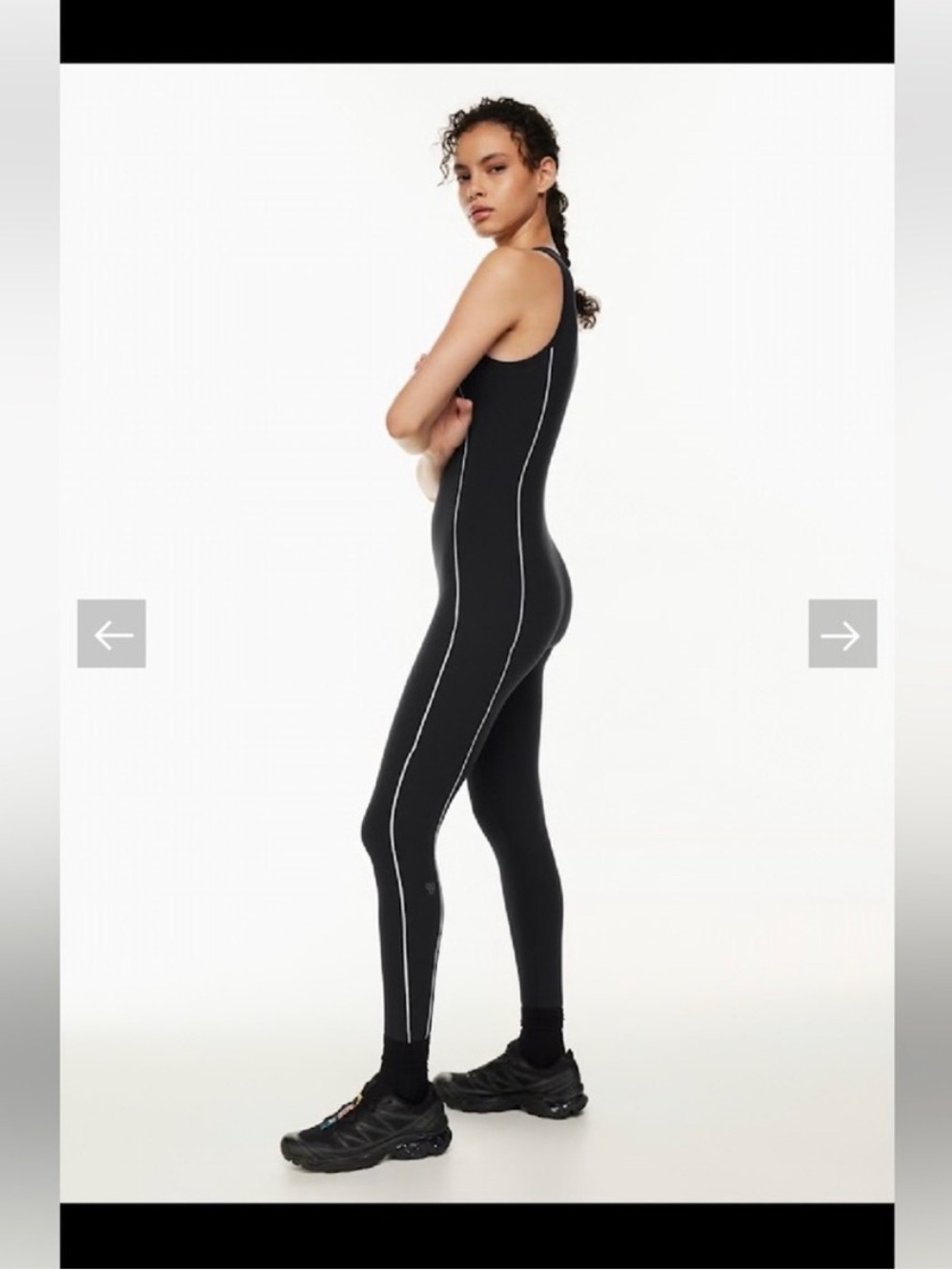TNA Black Racerback Seam-Detail Jumpsuit
